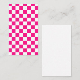 Geruite vierkanten hete roze witte geometrische re visitekaartje