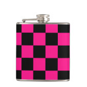 Geruite vierkanten hete roze zwart geometrisch ret heupfles (Voorkant)