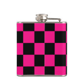 Geruite vierkanten hete roze zwart geometrisch ret heupfles (Achterkant)