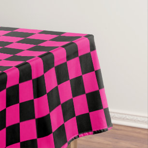 Geruite vierkanten hete roze zwart geometrisch ret tafelkleed