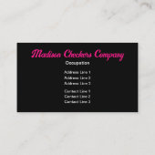 Geruite vierkanten hete roze zwart retro Monogram Visitekaartje (Achterkant)