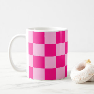 Geruite vierkanten licht heet roze geometrisch ret koffiemok