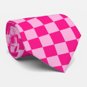 Geruite vierkanten licht heet roze retro stropdas (Opgerold)