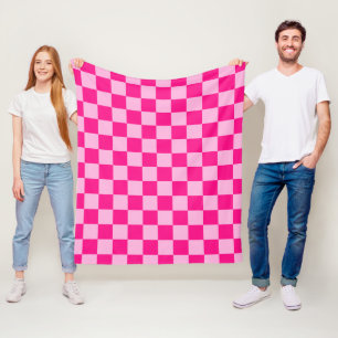 Geruite vierkanten licht roze geometrisch retro fleece deken