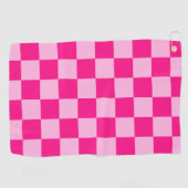 Geruite vierkanten licht roze geometrisch retro golfhanddoek (Horizontaal)