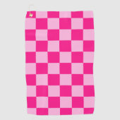 Geruite vierkanten licht roze geometrisch retro golfhanddoek (Voorkant)