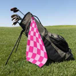 Geruite vierkanten licht roze geometrisch retro golfhanddoek