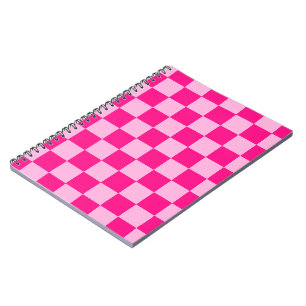 Geruite vierkanten licht roze geometrisch retro notitieboek