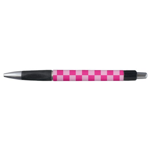 Geruite vierkanten licht roze geometrisch retro pen (Voorkant)