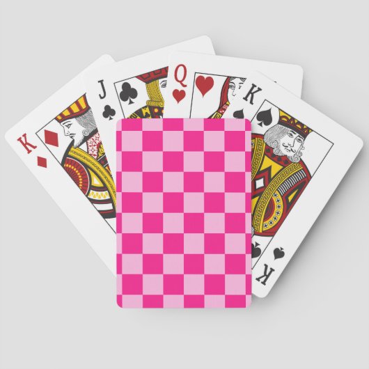 Geruite vierkanten licht roze geometrisch retro pokerkaarten (Achterkant)