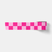 Geruite vierkanten licht roze geometrisch retro satijnen lint (Voorkant)