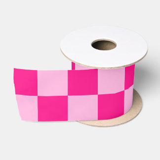 Geruite vierkanten licht roze geometrisch retro satijnen lint