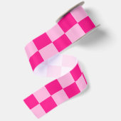 Geruite vierkanten licht roze geometrisch retro satijnen lint (Achterkant)