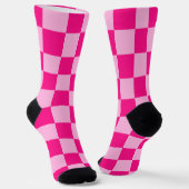 Geruite vierkanten licht roze geometrisch retro sokken (Gebogen)