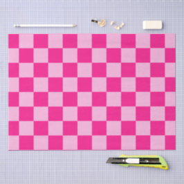 Geruite vierkanten licht roze geometrisch retro tissuepapier