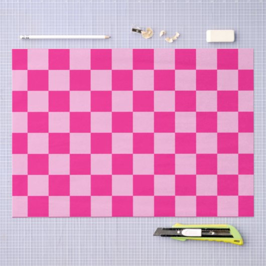 Geruite vierkanten licht roze geometrisch retro tissuepapier (Craft)