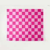 Geruite vierkanten licht roze retro wandkleed (Voorkant (horizontaal))