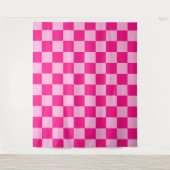 Geruite vierkanten licht roze retro wandkleed (Voorkant)