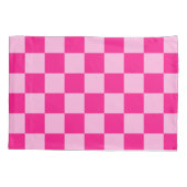 Geruite vierkanten licht warm roze geometrische re kussensloop (Achterkant-Links)