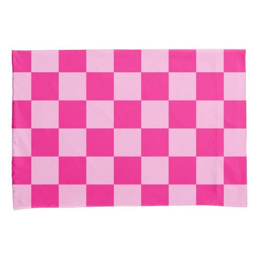 Geruite vierkanten licht warm roze geometrische re kussensloop (Voorkant-Rechts)