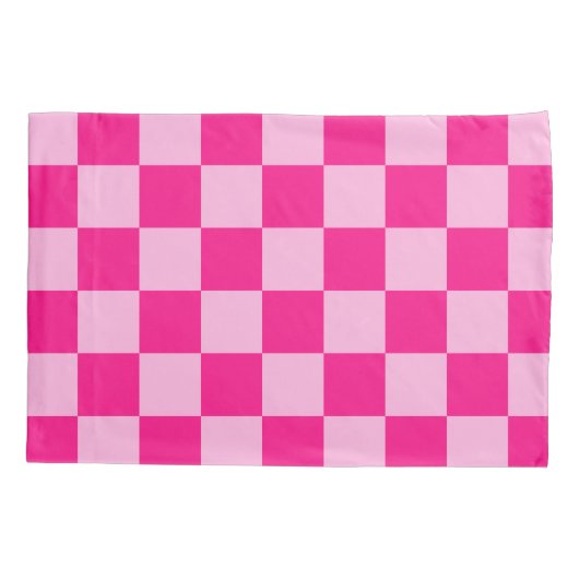 Geruite vierkanten licht warm roze geometrische re kussensloop (Achterkant)