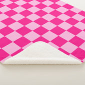 Geruite vierkanten licht warm roze geometrische re sherpa deken (3/4)