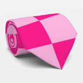 Geruite vierkanten licht warm roze geometrische re stropdas (Opgerold)