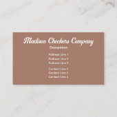 Geruite vierkanten mokka bruin wit retro Monogram Visitekaartje (Achterkant)