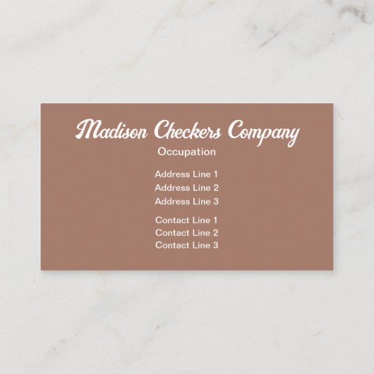 Geruite vierkanten mokka bruin wit retro Monogram Visitekaartje (Achterkant)