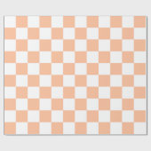 Geruite vierkanten perzik en witte geometrische re cadeaupapier (Vlak)