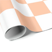 Geruite vierkanten perzik en witte geometrische re cadeaupapier (Rol Hoek)