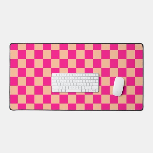 Geruite vierkanten perzik heet roze geometrische r bureaumat (Keyboard & Muis)