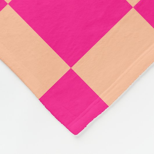 Geruite vierkanten perzik heet roze geometrische r fleece deken (Hoek)