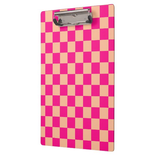 Geruite vierkanten perzik heet roze geometrische r klembord (Links)