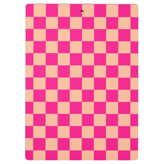 Geruite vierkanten perzik heet roze geometrische r klembord (Achterkant)