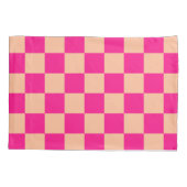 Geruite vierkanten perzik heet roze geometrische r kussensloop (Achterkant)