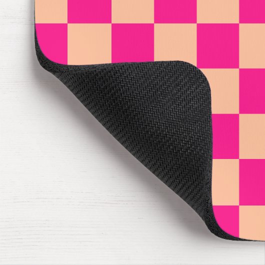 Geruite vierkanten perzik heet roze geometrische r muismat (Hoek)