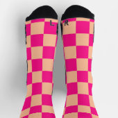 Geruite vierkanten perzik heet roze geometrische r sokken (Top)