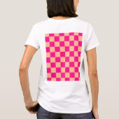 Geruite vierkanten perzik heet roze geometrische r t-shirt (Achterkant)
