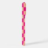 Geruite vierkanten perzik heet roze retro Monogram iPhone Hoesje (Rechterkant)