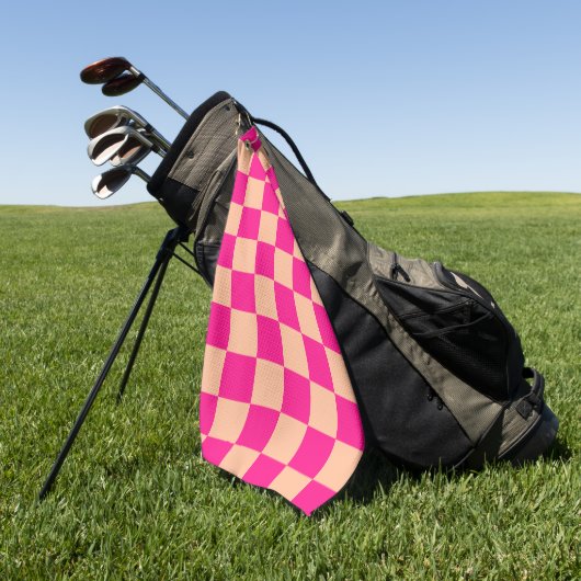 Geruite vierkanten perzik hete roze geometrische r golfhanddoek (Groen)