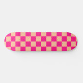 Geruite vierkanten perzik hete roze geometrische r persoonlijk skateboard (Horizontaal)