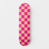 Geruite vierkanten perzik hete roze geometrische r persoonlijk skateboard (Voorkant)