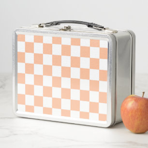 Geruite vierkanten perzik oranje witte geometrisch