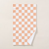 Geruite vierkanten perzik oranje witte geometrisch bad handdoek (Handdoek)