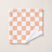 Geruite vierkanten perzik oranje witte geometrisch bad handdoek (Wasdoekje)
