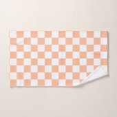 Geruite vierkanten perzik oranje witte geometrisch bad handdoek (Handdoek)