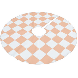 Geruite vierkanten perzik oranje witte geometrisch kerstboom rok