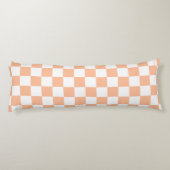 Geruite vierkanten perzik oranje witte geometrisch lichaamskussen (Achterkant)