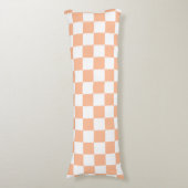 Geruite vierkanten perzik oranje witte geometrisch lichaamskussen (Voorkant Verticaal)